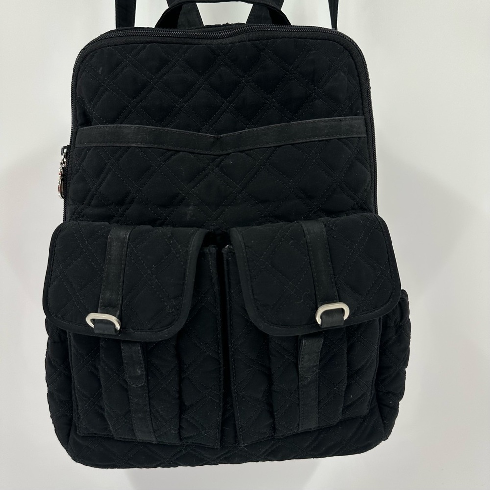 Vera Bradley Black Quilted Campus Back-pack Microfiber - Picture 3 of 14